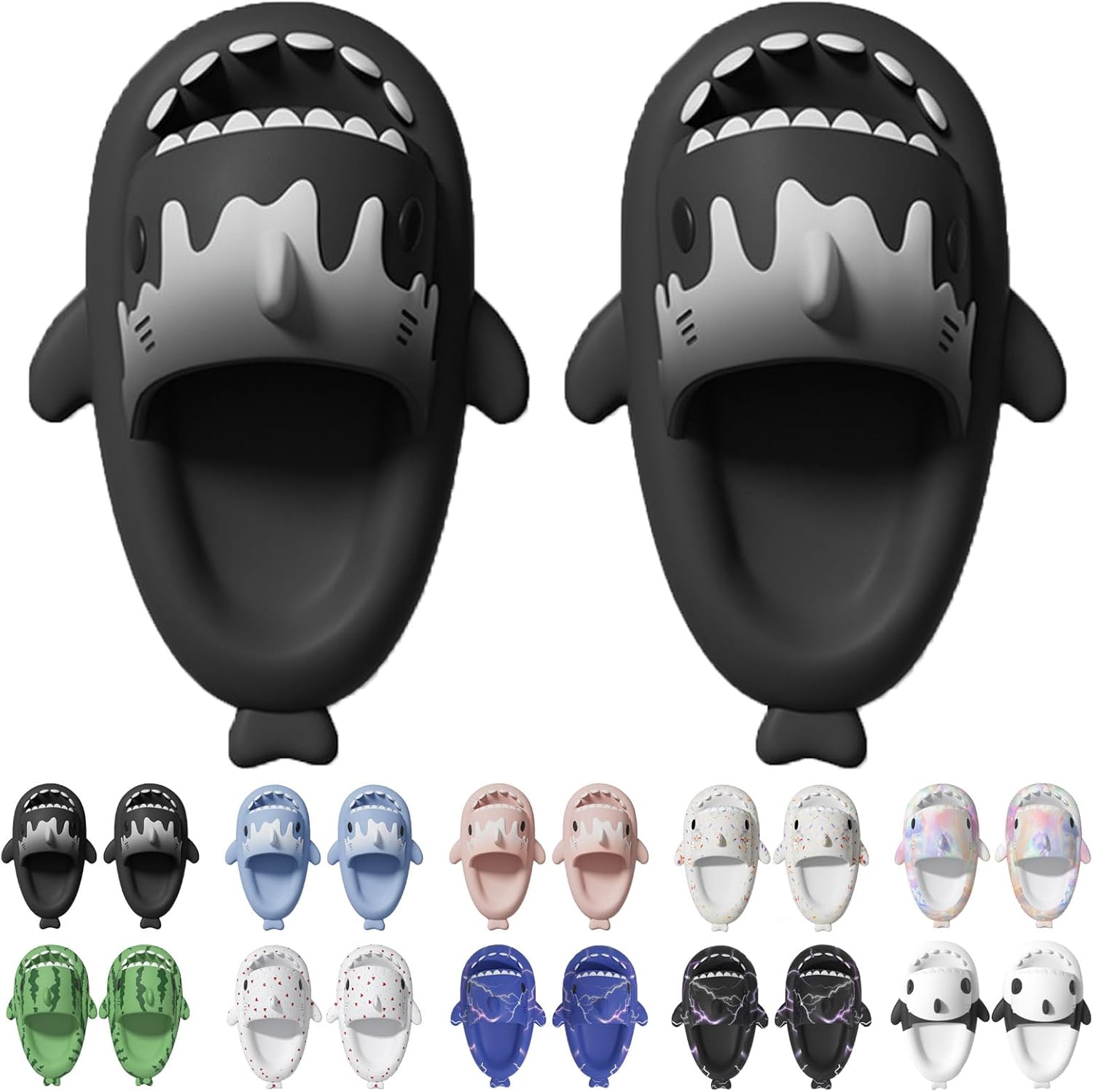 

Сланцы Jfxgjuv Ice Cream с акулой, сланцы с 3D забавными плавниками, унисекс сланцы с облаками и акулой, ЭВА сланцы с открытым носком для душа, бассейна, пляжа, черный