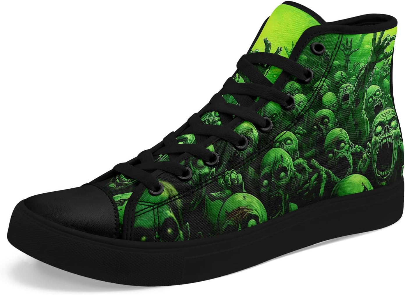 

Кеды на высокой подошве из холста для мужчин и женщин на Хэллоуин, с рисунками тыквы, призрака и черепа, дышащие, на плоской подошве, для повседневной ходьбы Awsole, черный/зеленый