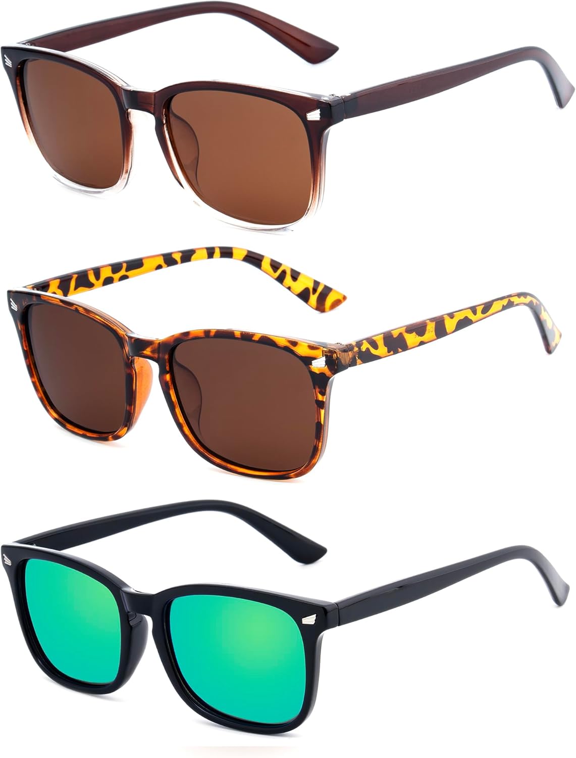 

Женские поляризованные солнцезащитные очки в стиле ретро, ​​прямоугольной формы, модные солнцезащитные очки с защитой UV400 для вождения, гольфа, рыбалки LEKAIGO, A5-3pcs-gradientbrown Lens + Brown Lens + Greenmirror