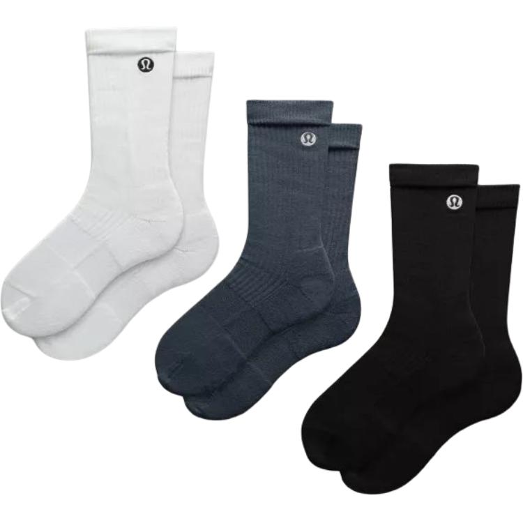 

Носки Mid-Calf мужские 3 пары Lululemon, белый/синий/черный