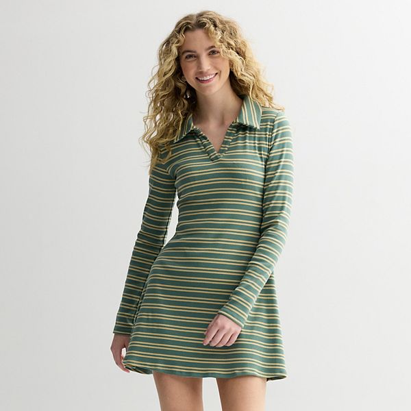 

Длинное платье-поло с коротким рукавом для девушек So, Green Yellow Stripe