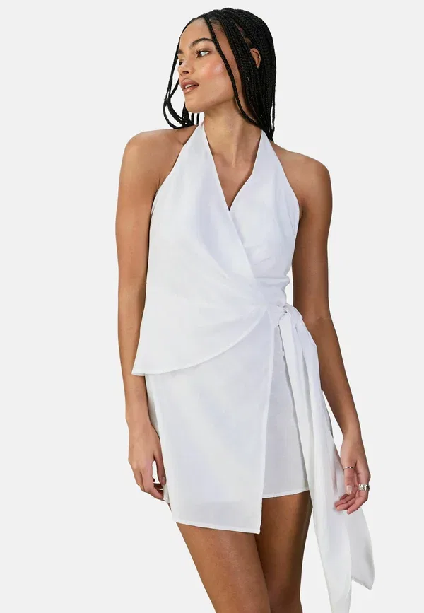 Платье мини Next, Tall fit halter scarf mini summer dress, белый