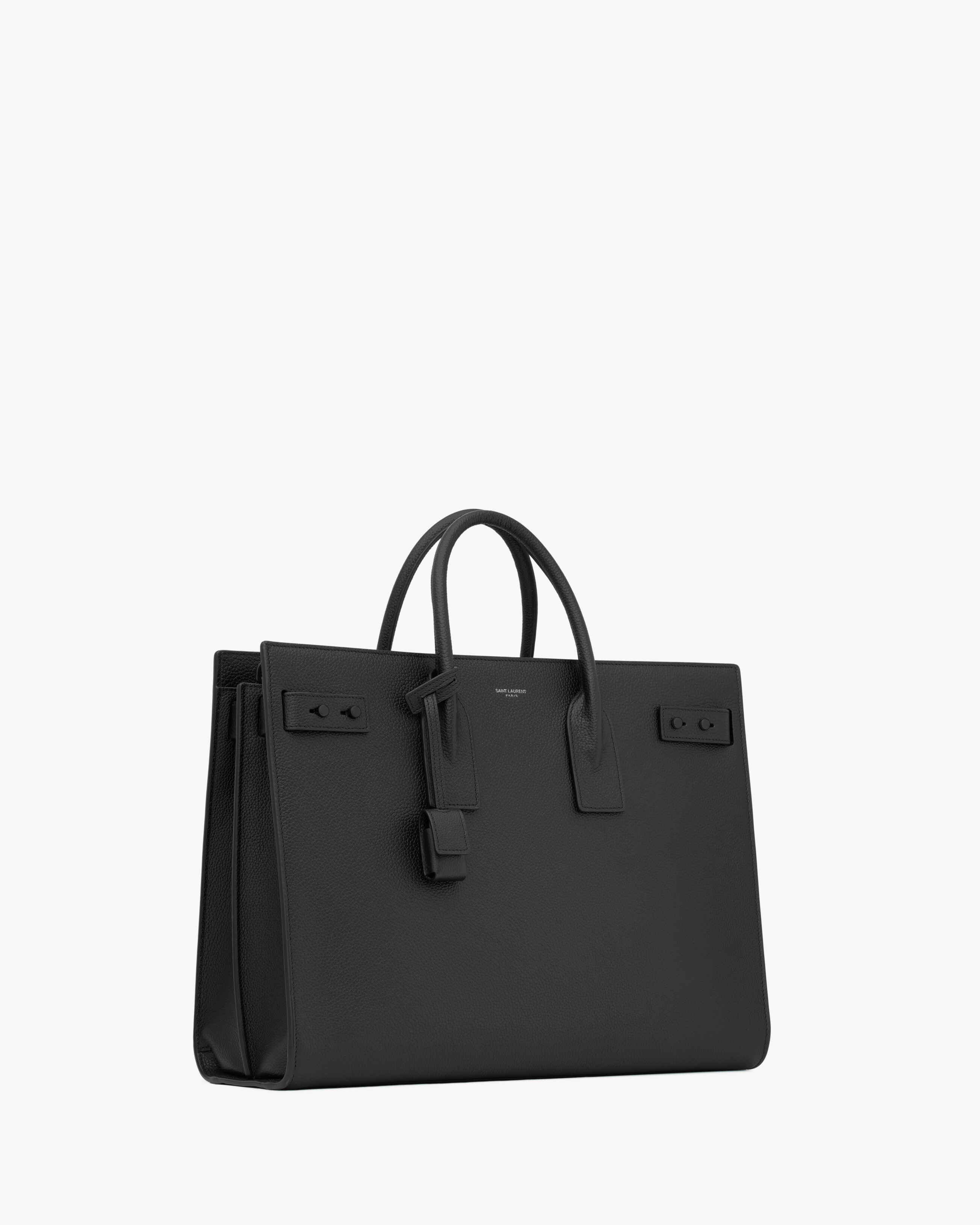 Сумка Sac de Jour Thin Large из зернистой кожи Saint Laurent, черный — фото 4