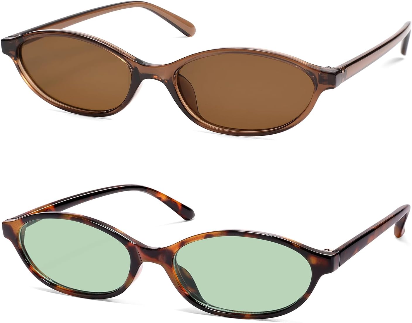 

Ретро-солнцезащитные очки «кошачий глаз» овальной формы для женщин, модные узкие солнцезащитные очки в стиле Y2k, дизайнерские солнцезащитные очки AR82253 HERJOUR, B15 Clear Brown+tortoise/Green