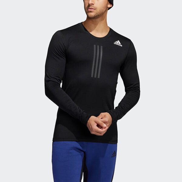 Футболка adidas TF Turf Warm Ls Casual Sports Long Sleeves Round Neck Black, черный — фото 2