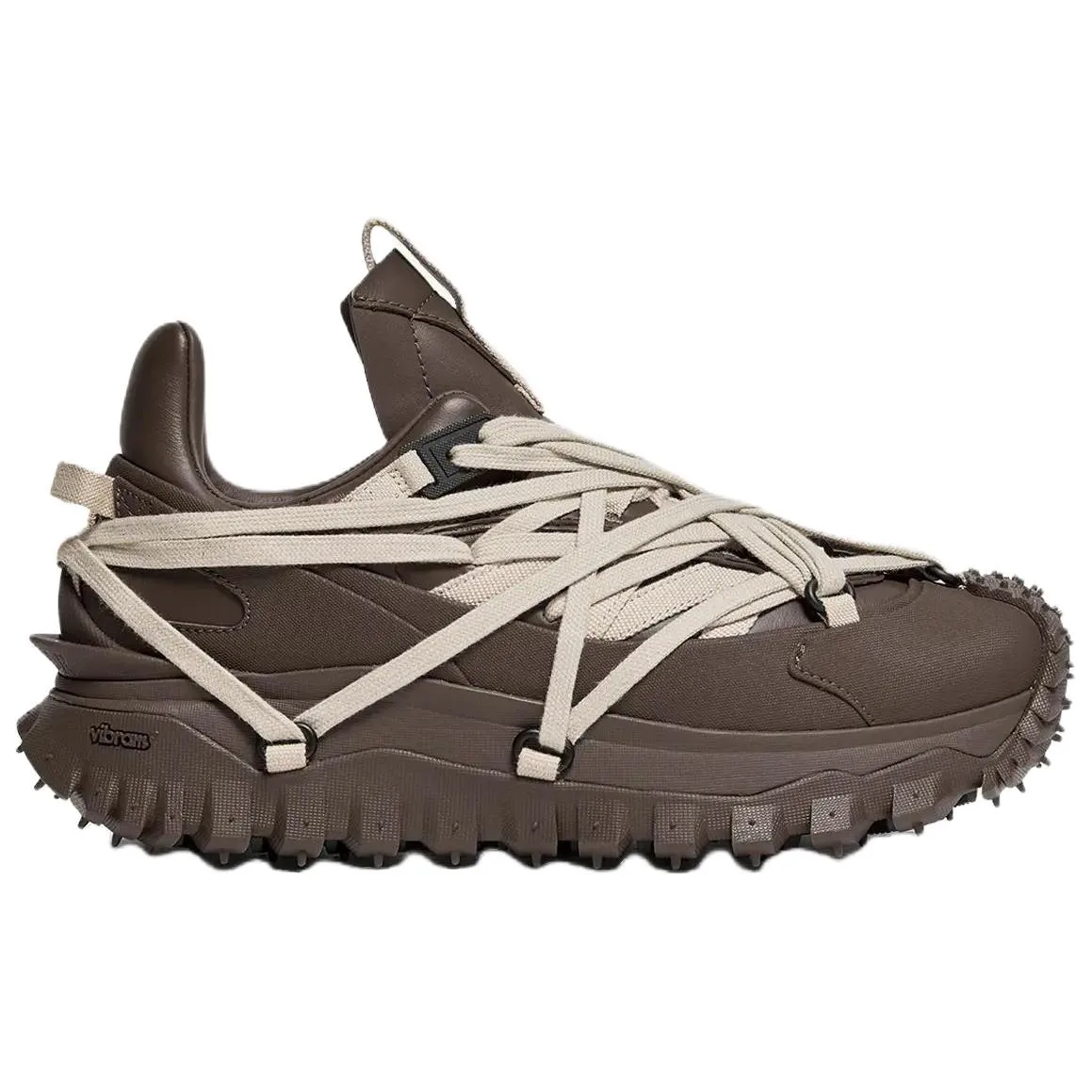 Moncler Rick Owens Collaboration Trailgrip Megalace Кожаные Кроссовки Low Top Casual 4.5 см Unisex Brown — фото 3