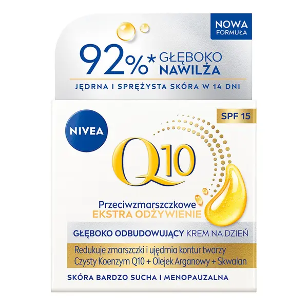 Крем для лица SPF15 NIVEA Восстанавливающий против морщин на день с, Q10 ekstra odżywienie — фото 2