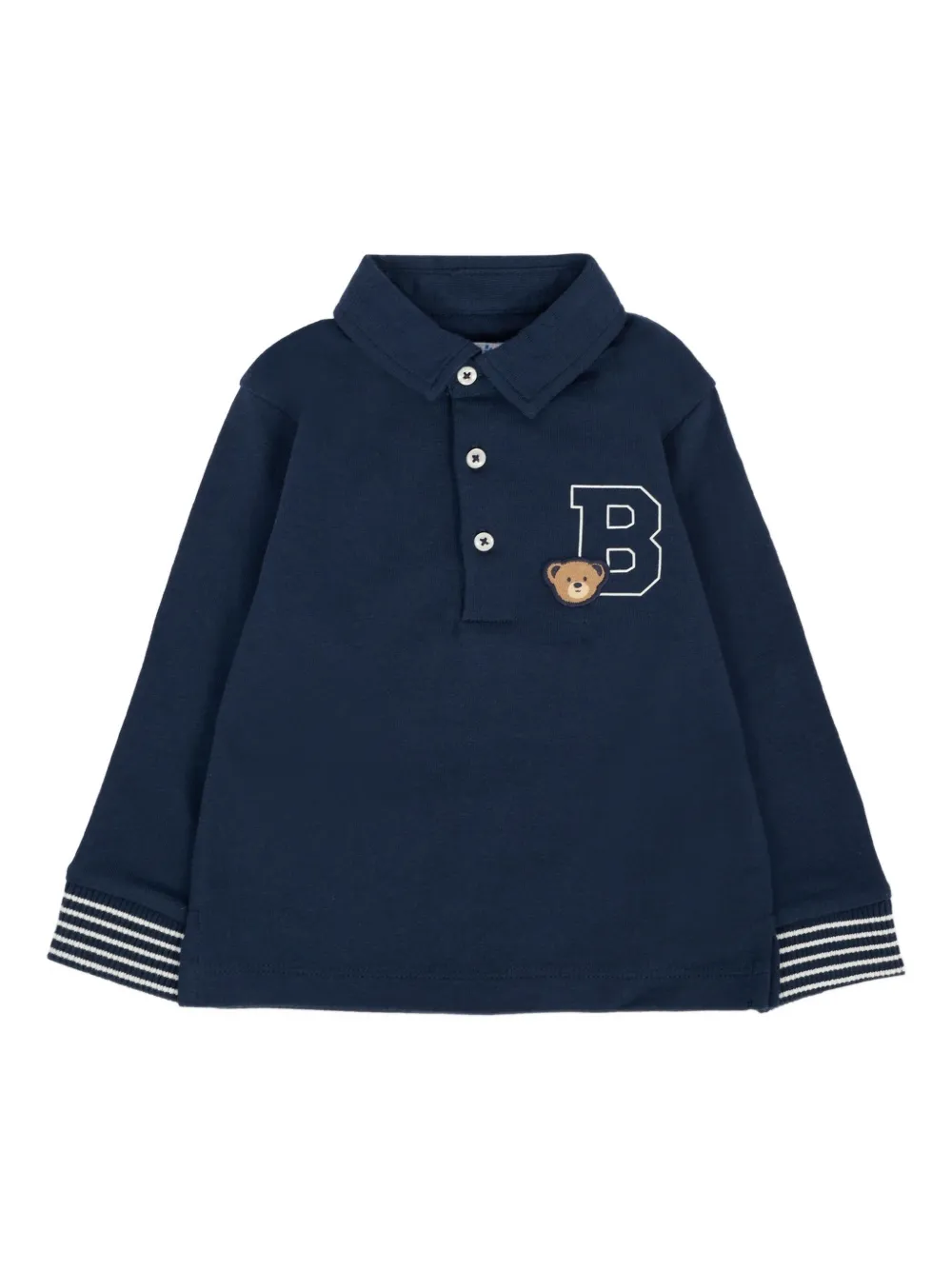 

Рубашка-поло с длинными рукавами и аппликацией в виде медведя Mayoral, синий