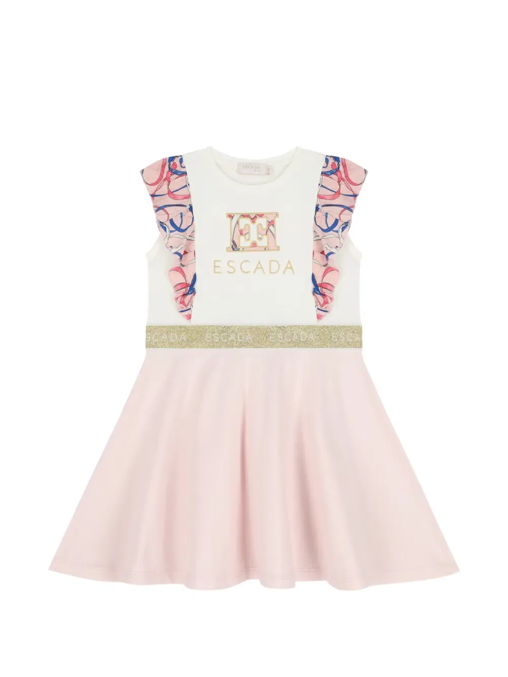 Платье с оборками и вышитым логотипом Escada Kids, розовый
