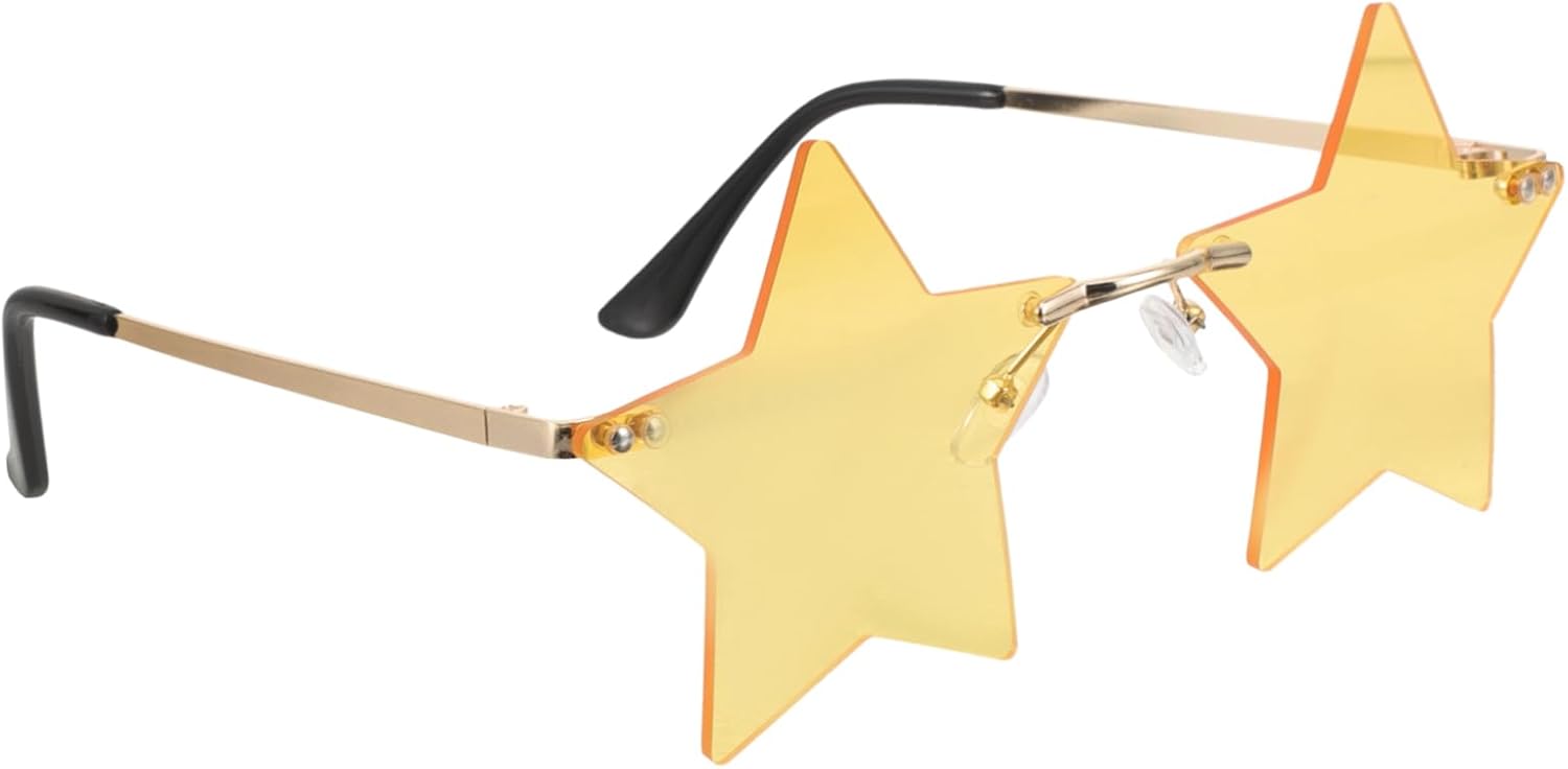 

Солнцезащитные очки VALICLUD Star без оправы для пляжных вечеринок. Уникальные очки без оправы. Креативный дизайн в виде звезд для фестивалей и повседневных фотосессий, Golden