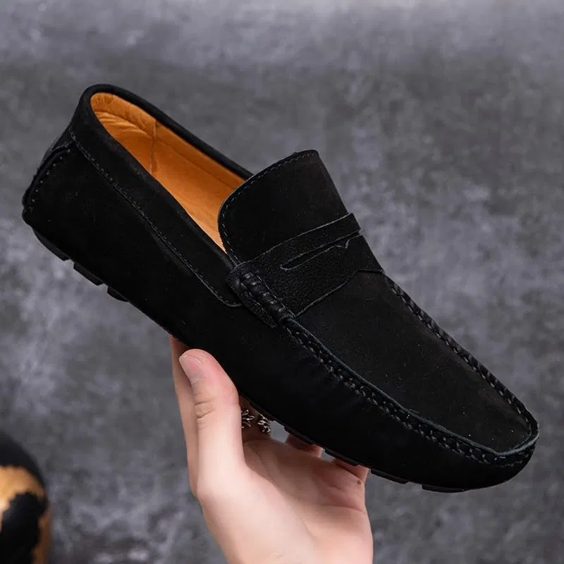 Лоферы мужские, искусственная кожа, классические, Black Suede SayfuR — фото 4