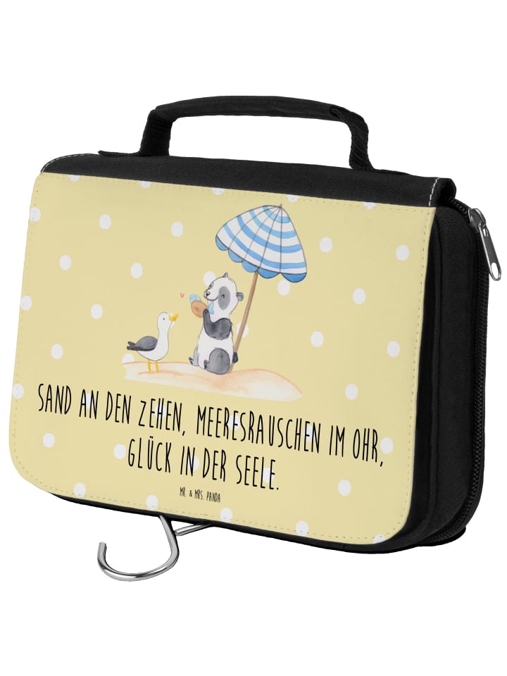 

Mr. & Mrs. Panda Косметичка летнее море счастье с надписью в желтых пастельных тонах