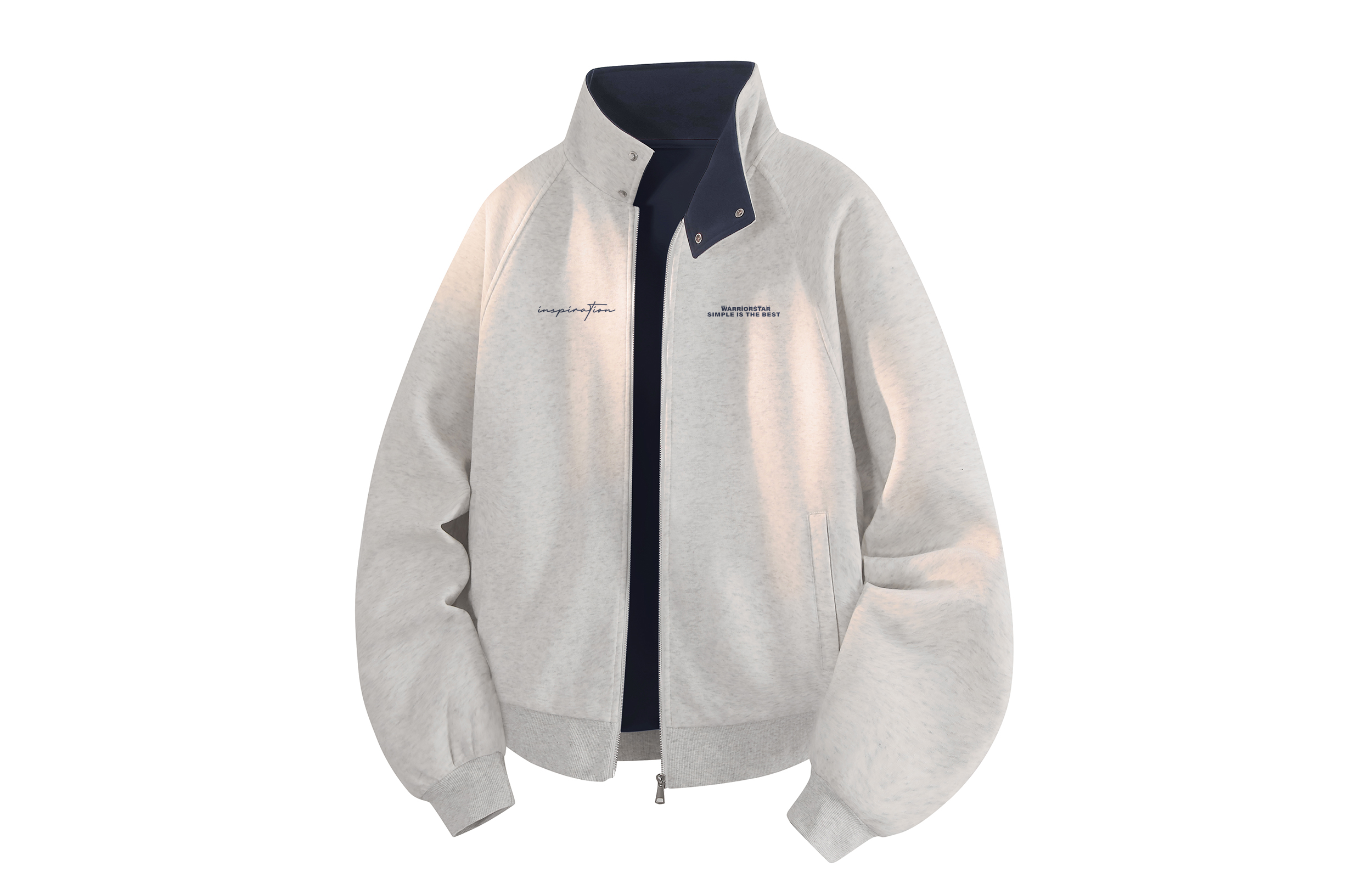 

Свитшот Unisex Stand Collar Moderate Cardigan WARRIOR, белый heather серый