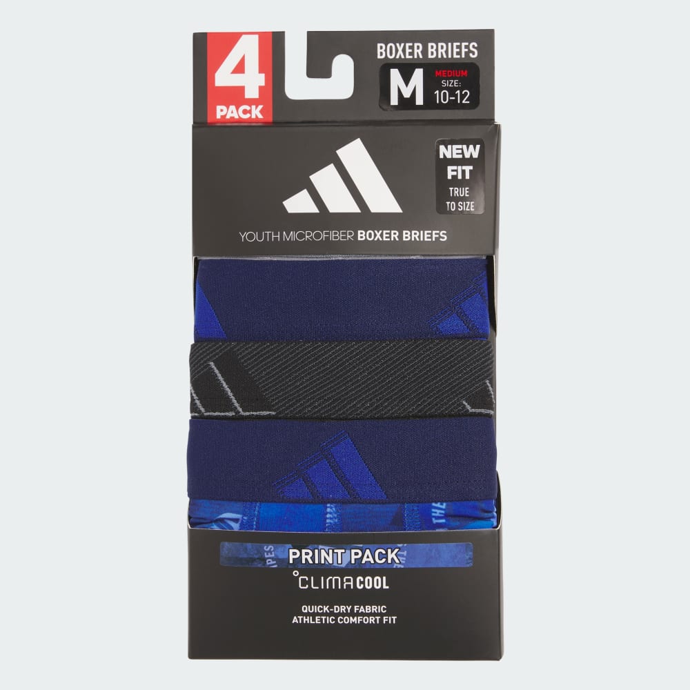 Боксеры Adidas Youth Microfiber Graphic 4-Pack Boxer Briefs, цвет Royal Blue/Black/Blue — фото 3