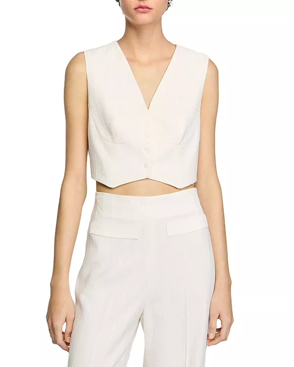 

Укороченная куртка с пайетками Sandro, белый