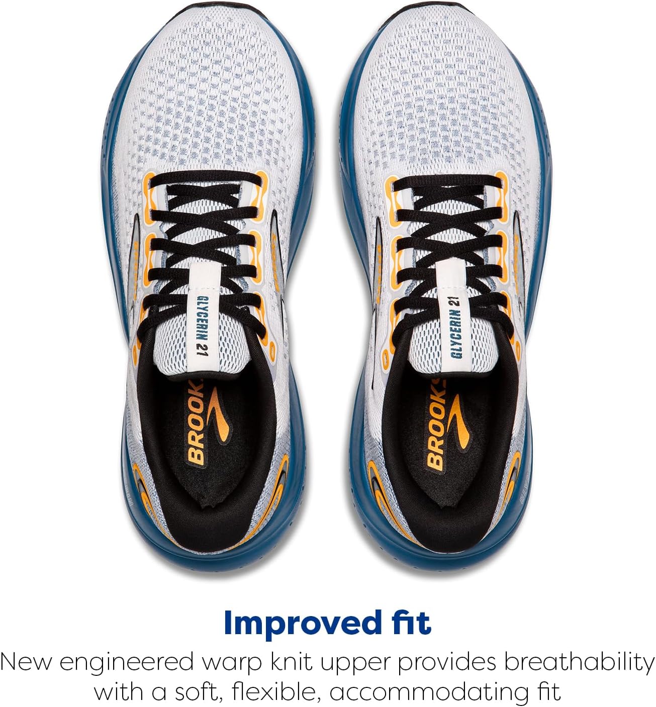 Мужские кроссовки Brooks Glycerin 21 Neutral для бега, белый/оранжевый — фото 4