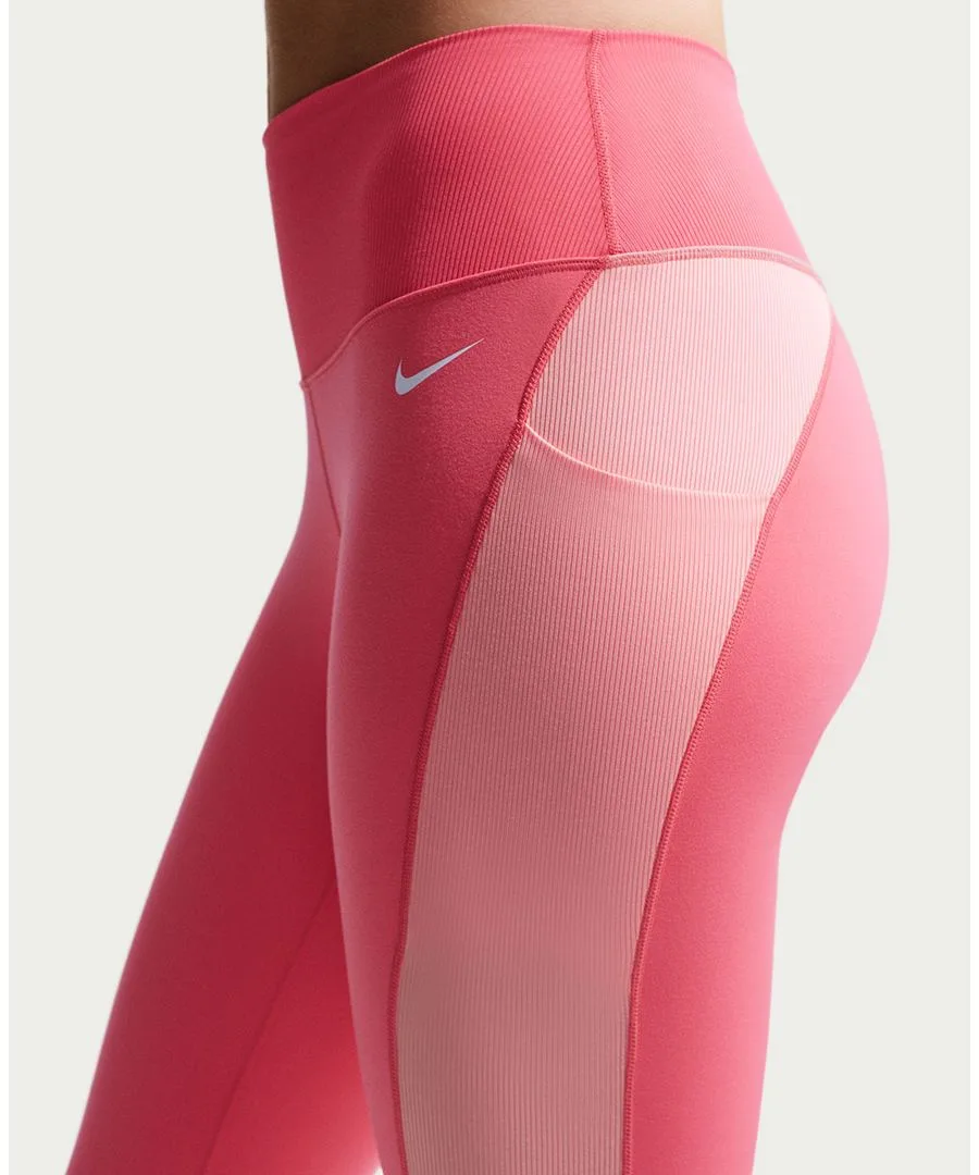 Женские леггинсы с высокой талией Nike, sea coral/bleached coral/белый — фото 3