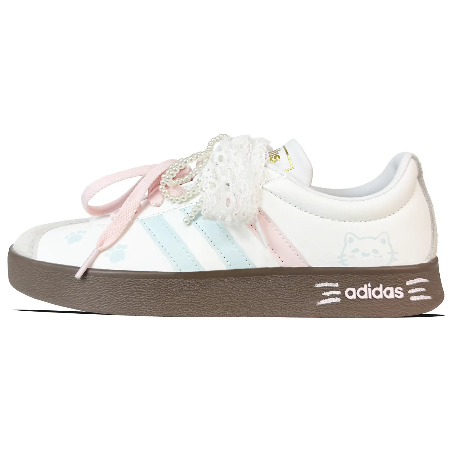 

Adidas ВЛ Корт 2.0 устойчивые к истиранию лоу-топ скейтборд кроссовки унисекс розово-голубые, цвет Pink Blue