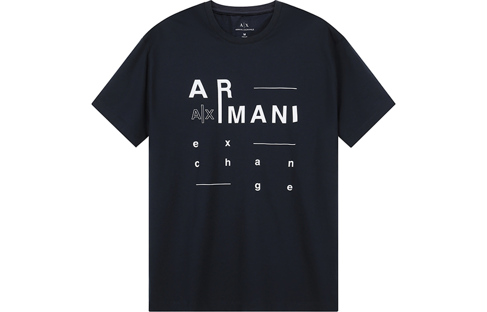 

Футболка с принтом и круглым вырезом, короткий рукав, мужская, морской синий ARMANI EXCHANGE