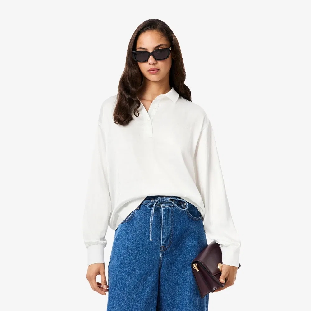 Поло Lacoste женское с длинным рукавом, Off White