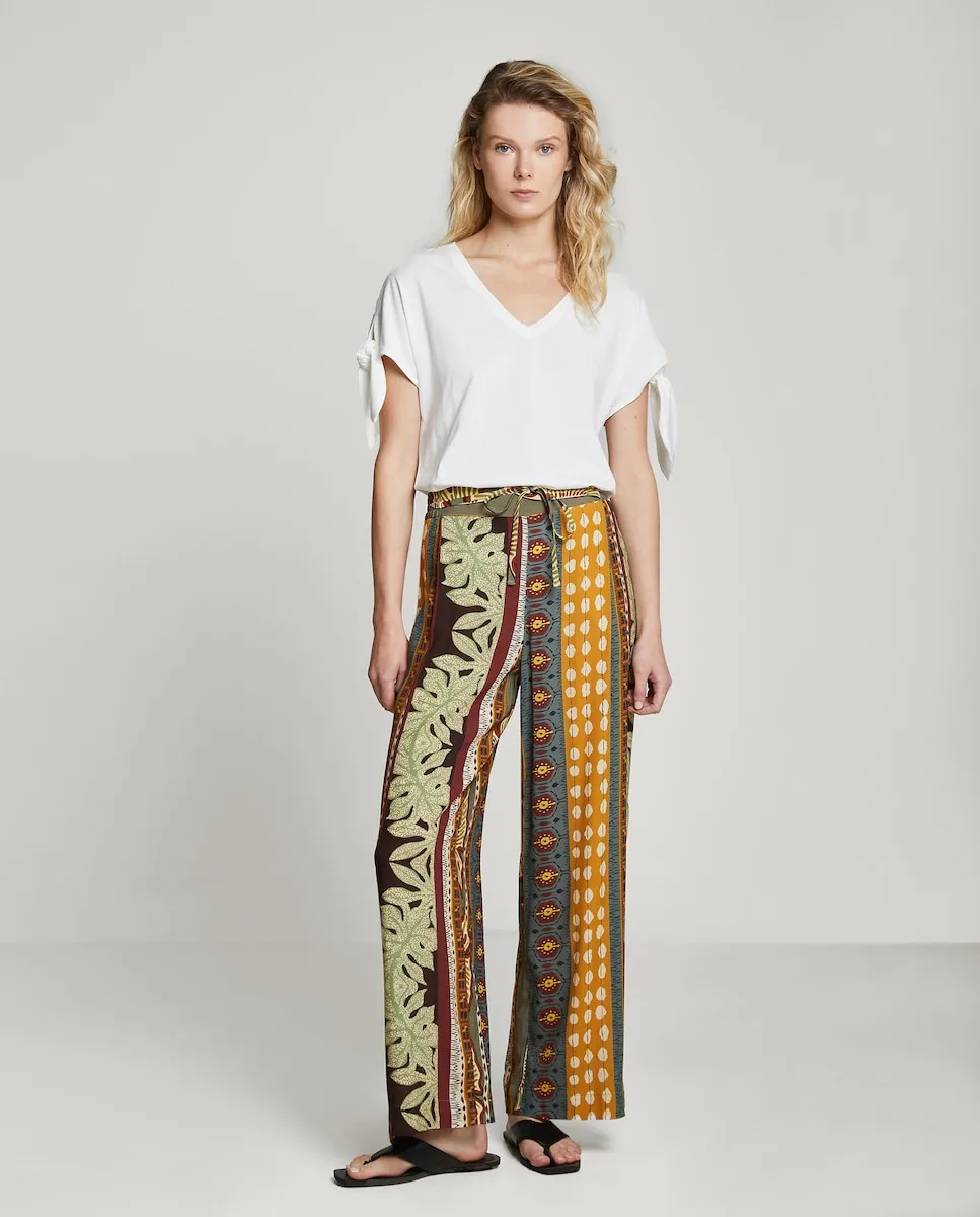 

Женские расклешенные брюки с принтом и бантом Trucco, многоцветный