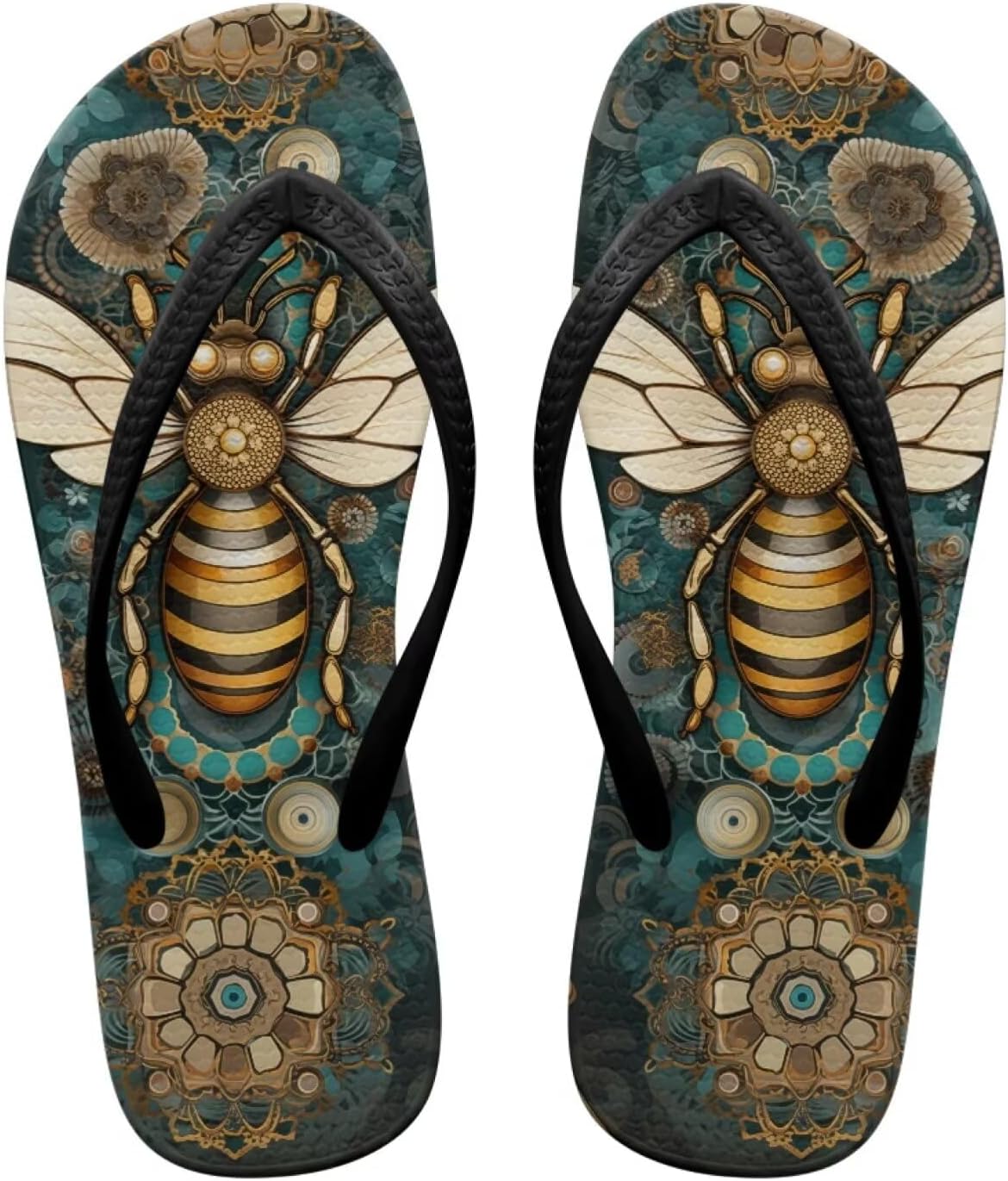 

Вьетнамки с черепом для женщин и мужчин, летние пляжные повседневные сандалии, удобные шлепанцы для душа Pointodoor, Bee Boho Mandara