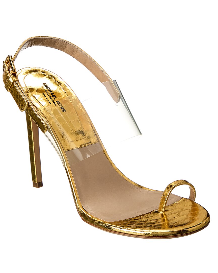 Michael Kors Collection Catherine Python-Embossed Leather & Vinyl Sandal, золотой