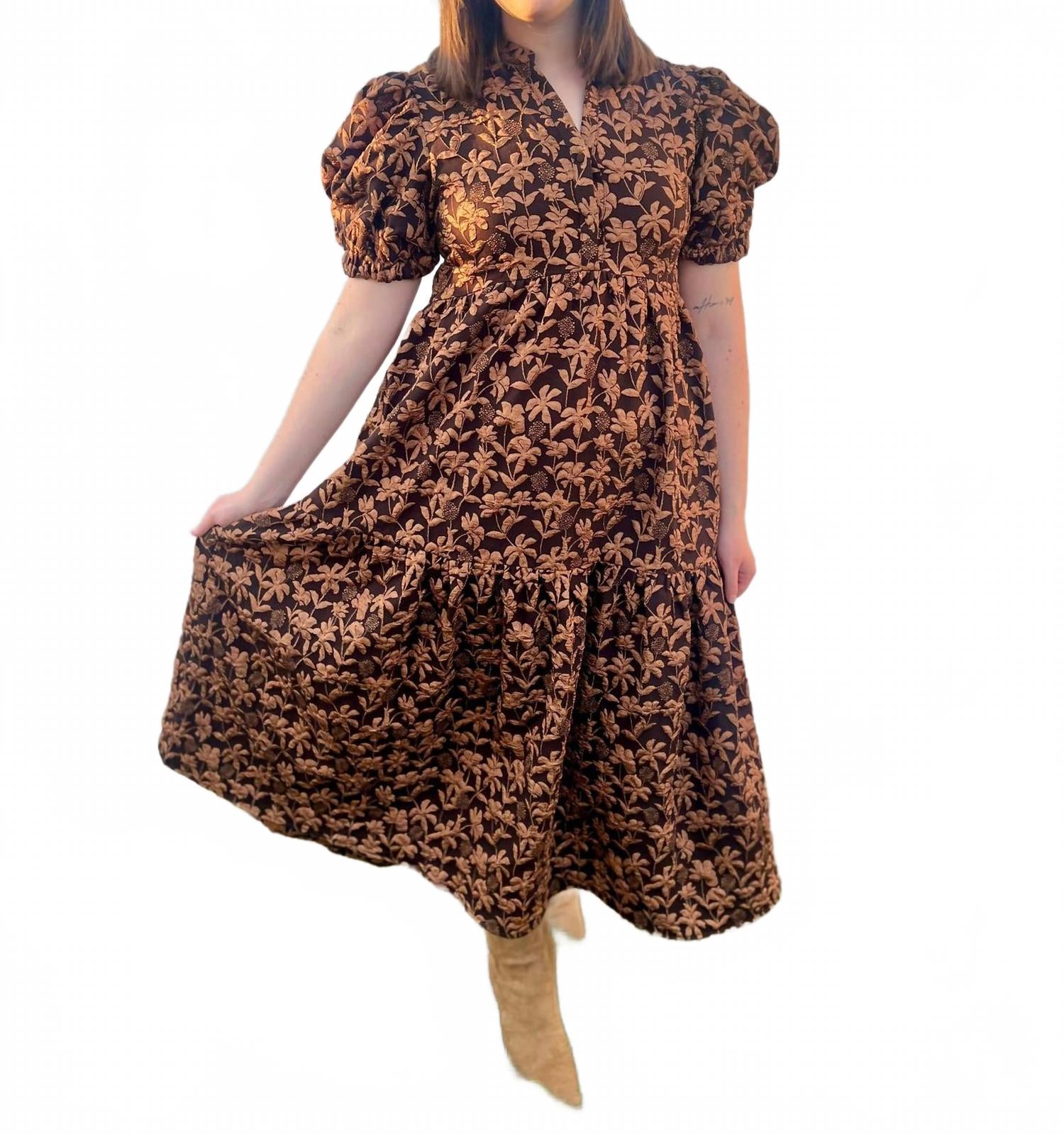 

GLAM Платье-миди Colette коричневого цвета