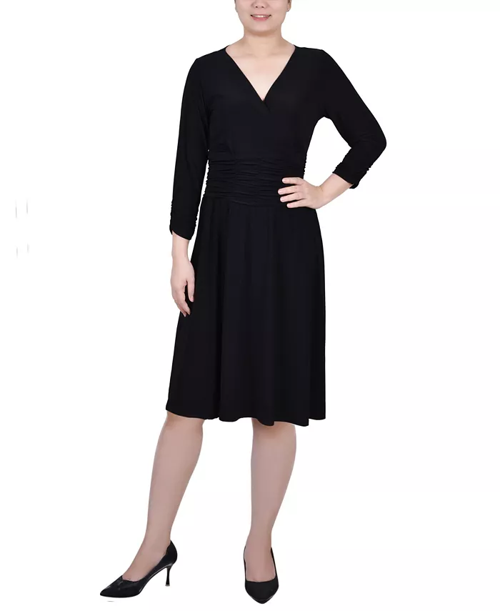 

Мини-платье трапеция с драпировкой Petite Ruched A-line Dress NY Collection, черный
