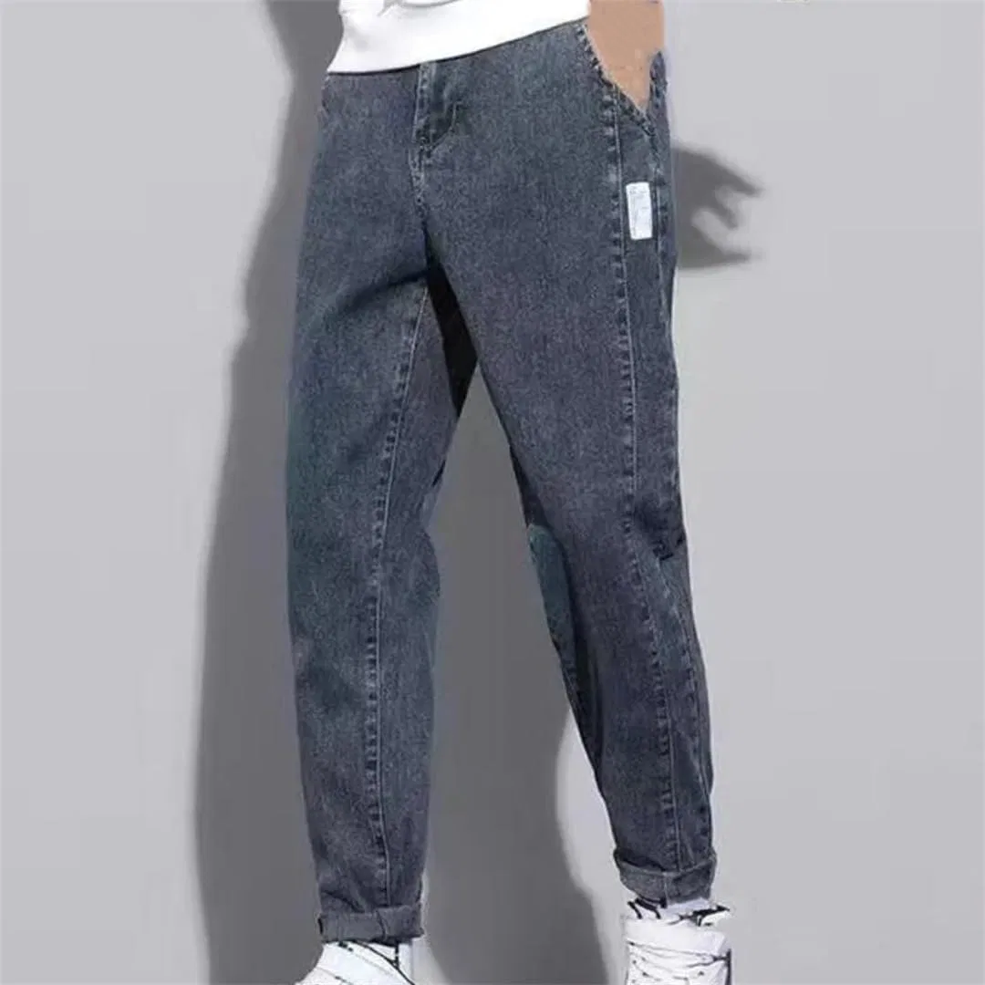 Джинсы свободные, Men's Drawstring Harem Jeans, серый — фото 2