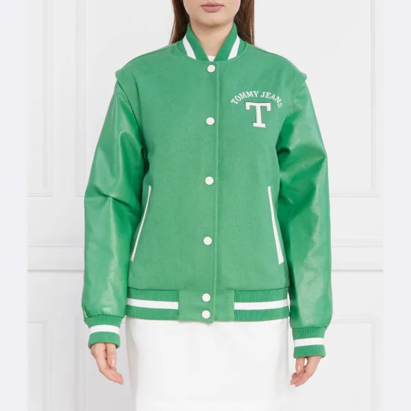 

Бомбер классического кроя с добавлением шерсти Tommy Hilfiger, зеленый