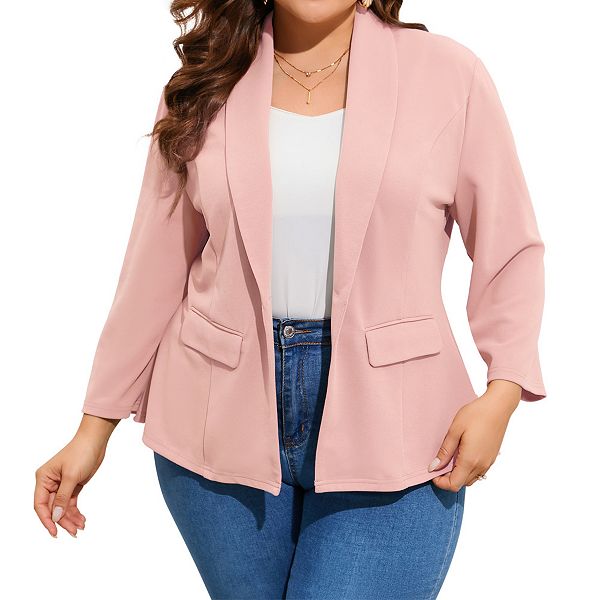 

Женский блейзер plus size с рукавом 3/4 и одной пуговицей Clearflower, Pink