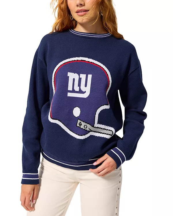 

Свитер с круглым вырезом из жаккардовой ткани с изображением шлема New York Giants Navy 1961 года. Terez, синий