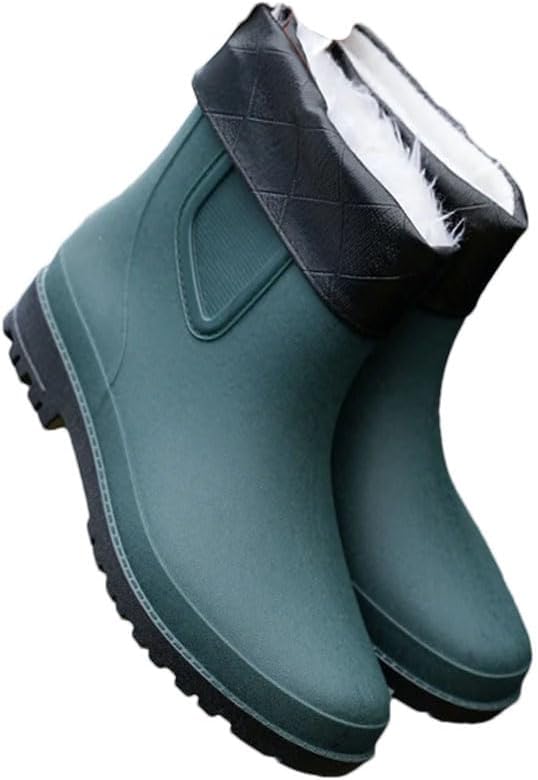 

Мужские короткие непромокаемые резиновые сапоги с нескользящей подошвой, водонепроницаемые, зимние, для кухни, износостойкая рабочая обувь Generic, 2098 En8 Fleece