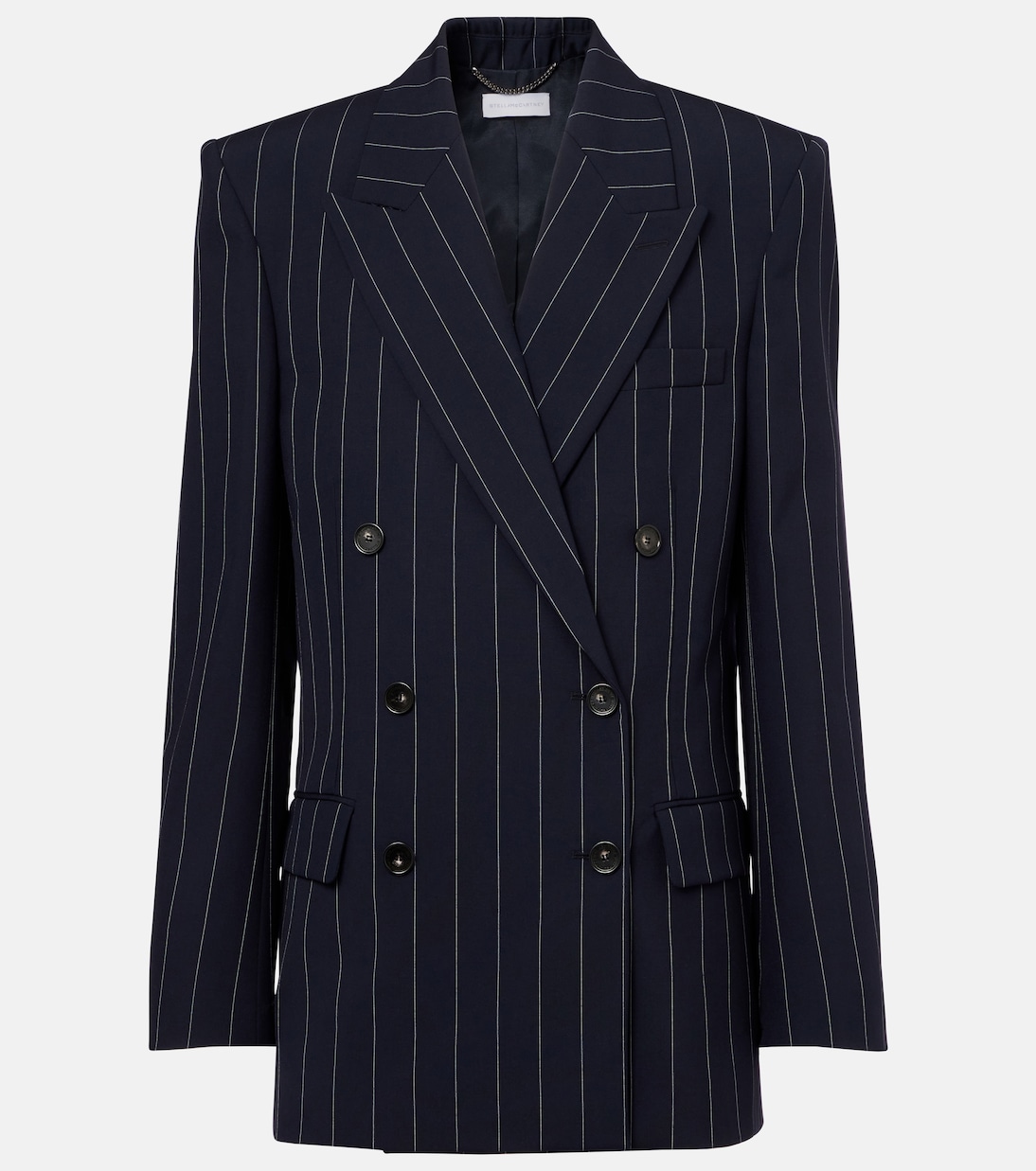 

Шерстяной блейзер свободного кроя в тонкую полоску Stella McCartney, Ink