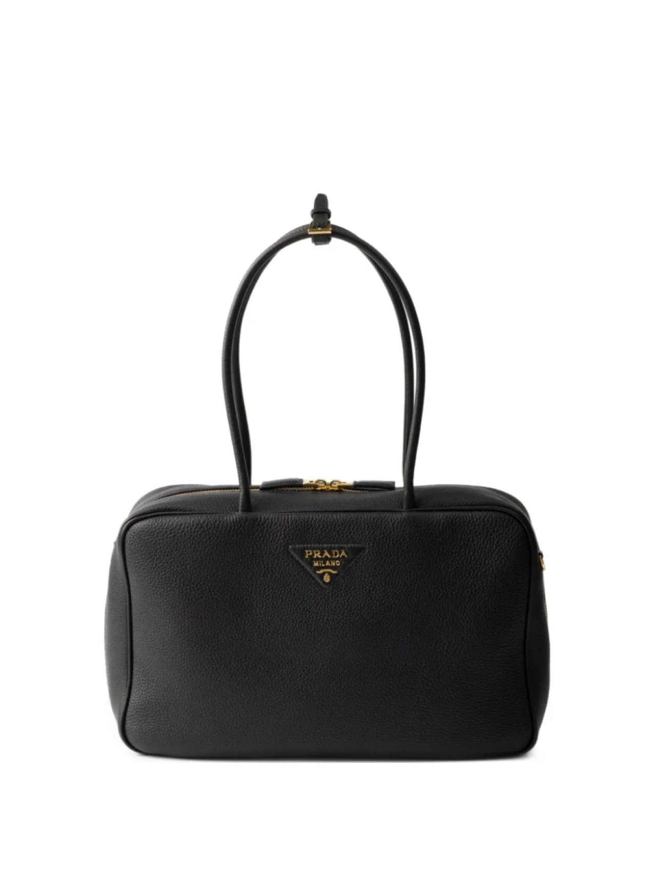 

Большая кожаная сумка-тоут Prada, черный