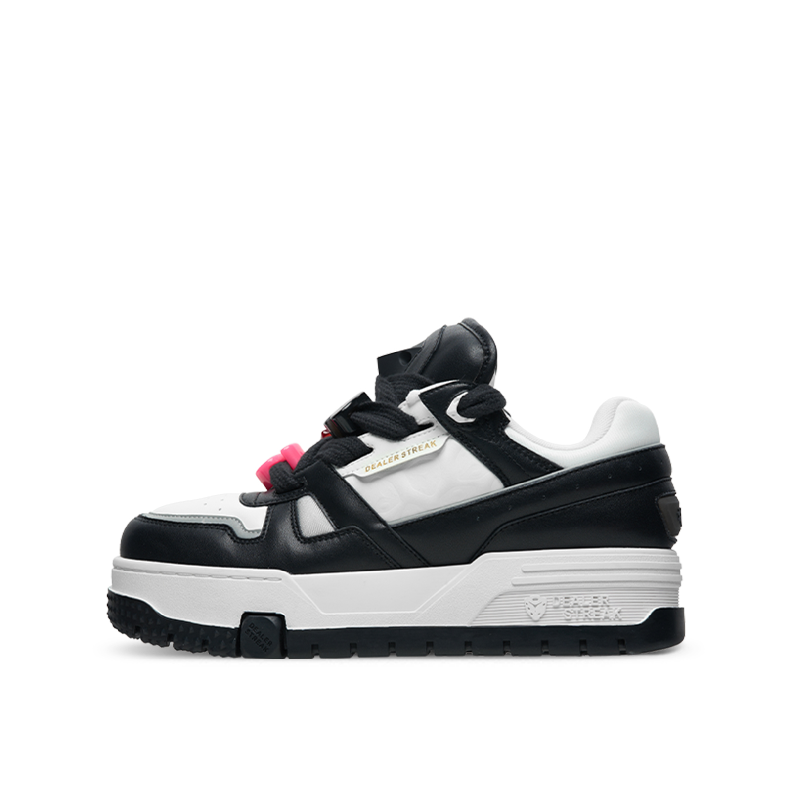 

DEALER STREAK Антискользящие износостойкие низкие скейтерские кроссовки унисекс черно-белые, цвет Black White