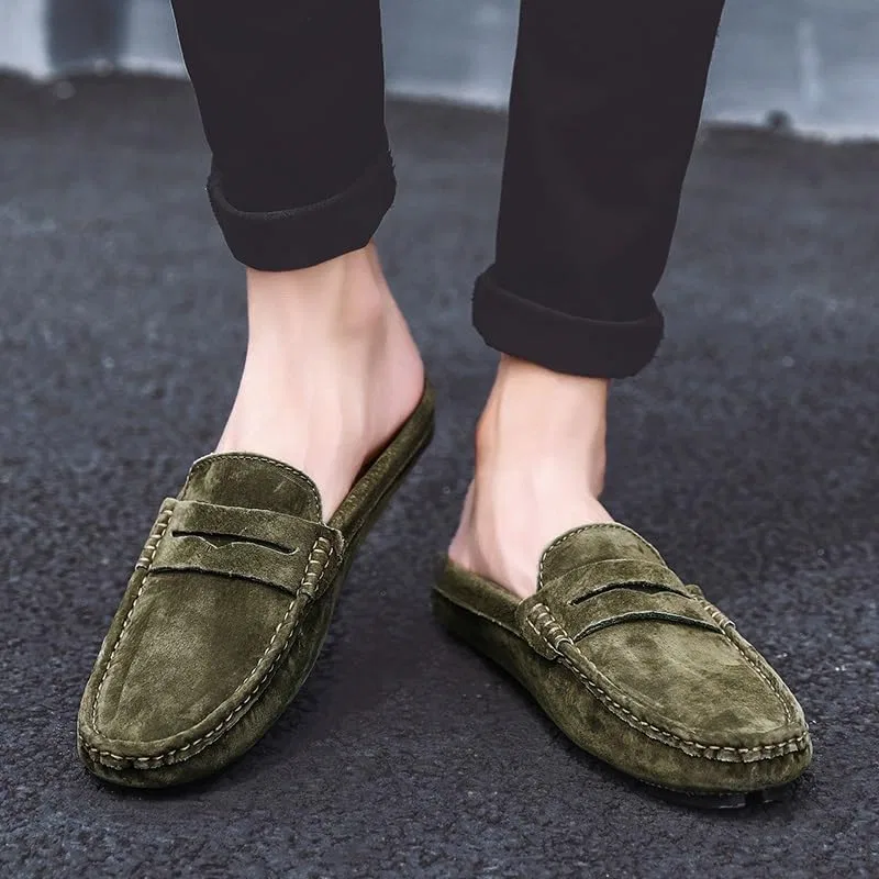 Мужские лоферы из нубуковой кожи, модель Penny Loafers, зеленый SayfuR — фото 2