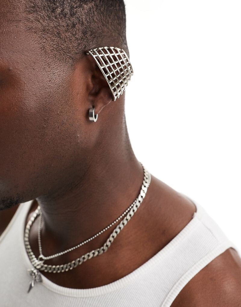 

ASOS DESIGN — серебристый кафф в форме клетки