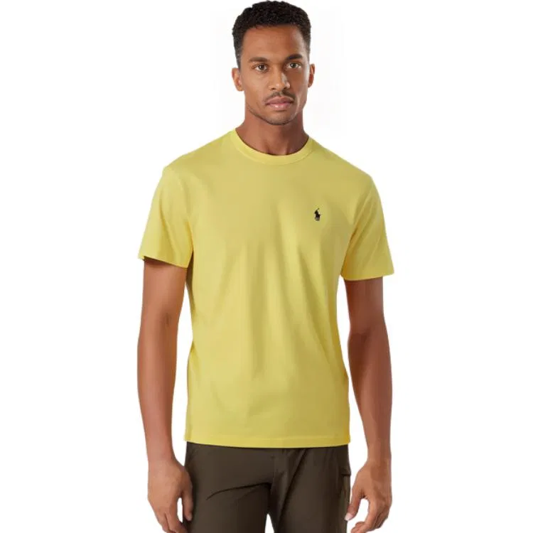 Футболка хлопковая с вышивкой Polo Ralph Lauren желтая — фото 4