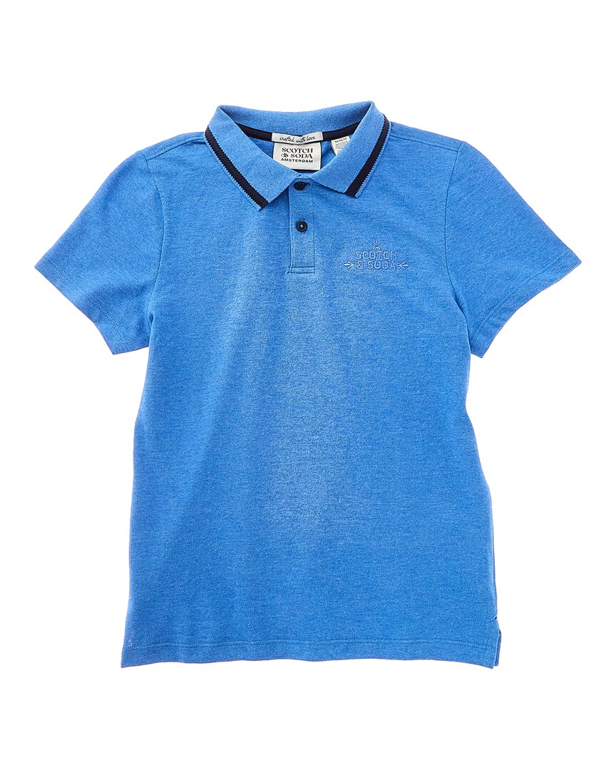 

Рубашка поло из пике Scotch & Soda с эффектом потертости, синий