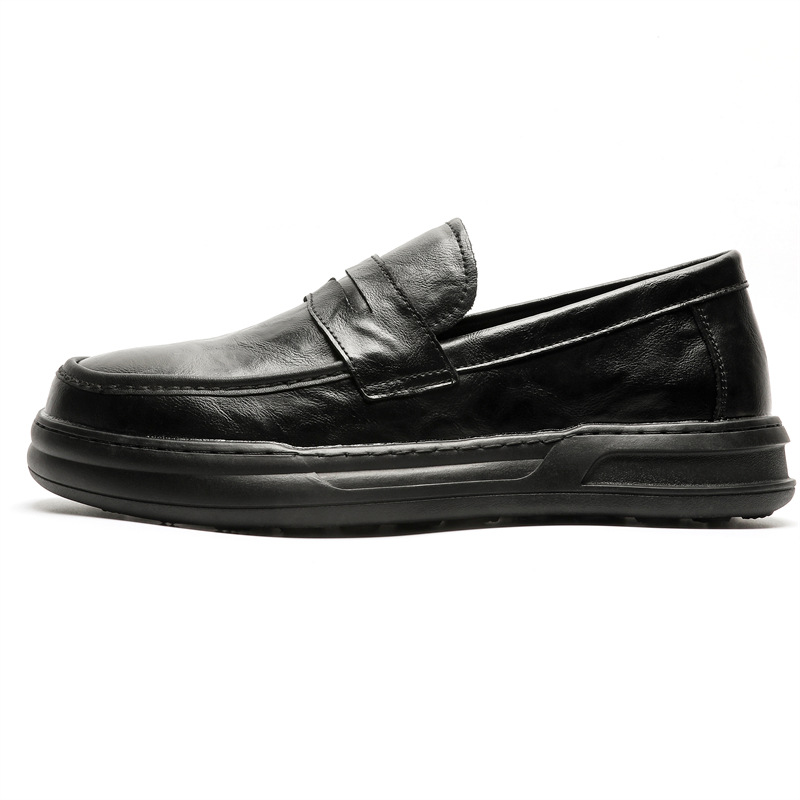 WEISHIBANGWEI Мужские лоферы черные с потайной платформой, цвет Black Hidden Wedge — фото 2