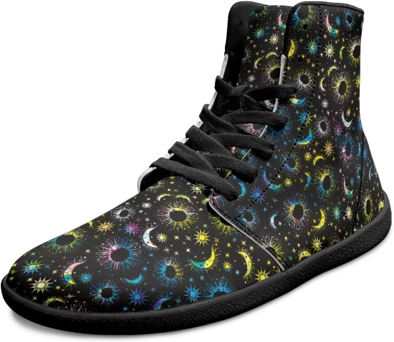 

Мужские высокие кроссовки Galaxy Print с широким носком, шнуровкой, противоскользящей подошвой для тренировок и бега Xixirimido, Moon Stars