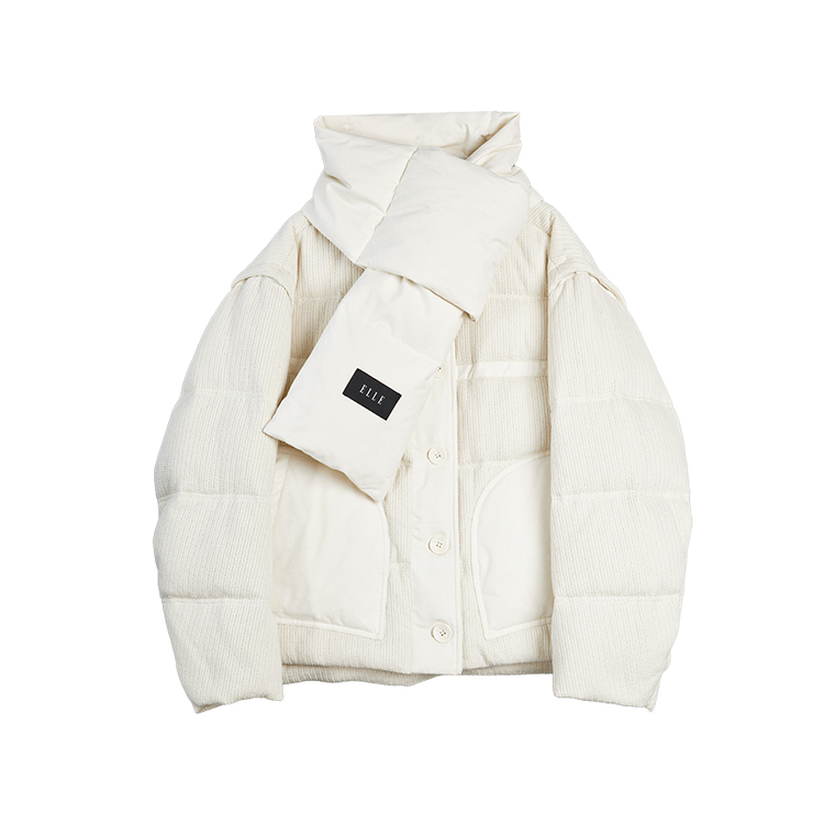 

ELLE Пуховик женский Ecru с лацканами утепленный