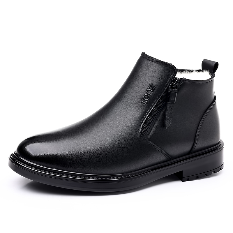 

MODENGPAN Черные мужские полусапожки из черной шерсти, цвет Black Wool