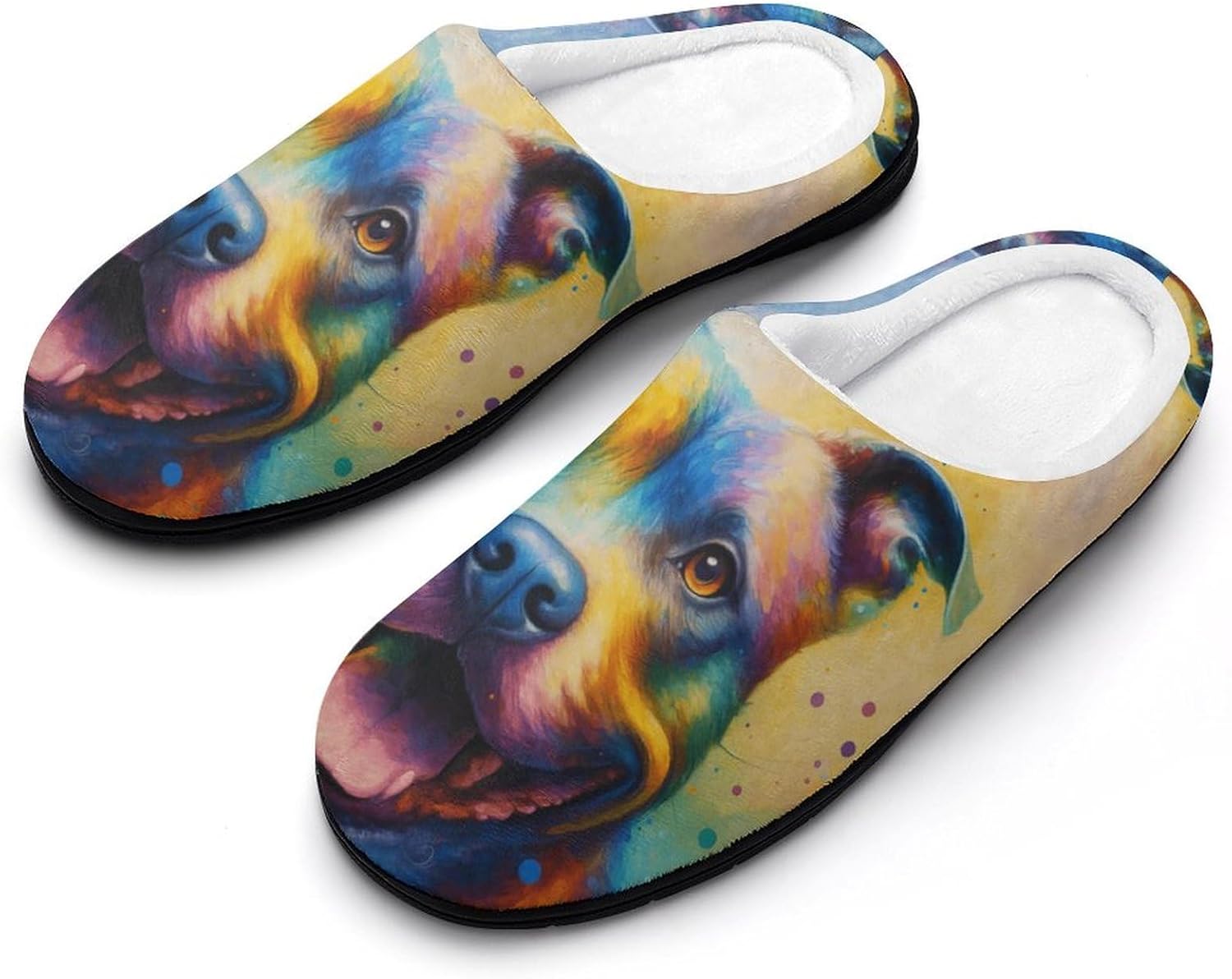 

Домашние тапочки для мужчин KKdskkds с принтом 'Лягушка на грибном стебле при лунном свете', из хлопка, теплые, уютные, дышащие, с нескользящей подошвой, Colorful Smiling Pitbull Dog