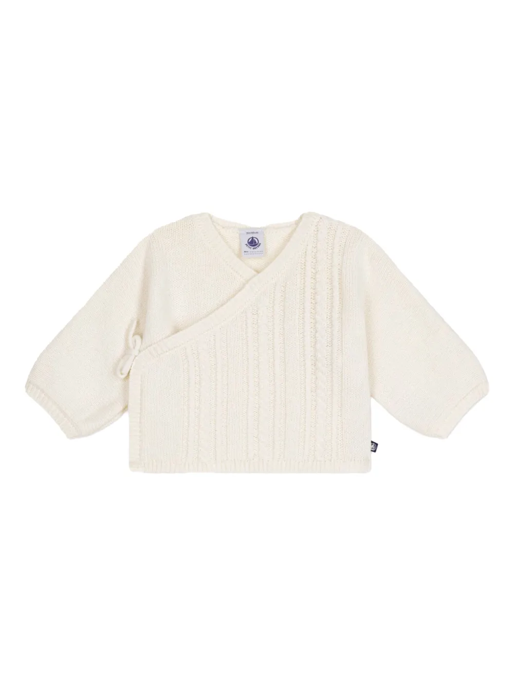 

Кардиган фактурной вязки с запахом Petit Bateau, белый