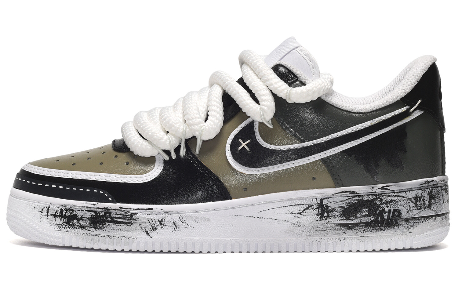 

Мужские кроссовки для скейтбординга Nike Air Force 1 Low, Black/White/Green