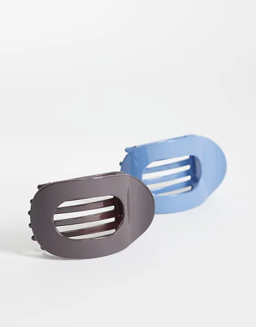 

Набор из 2 плоских круглых заколок для волос синего и черного цвета