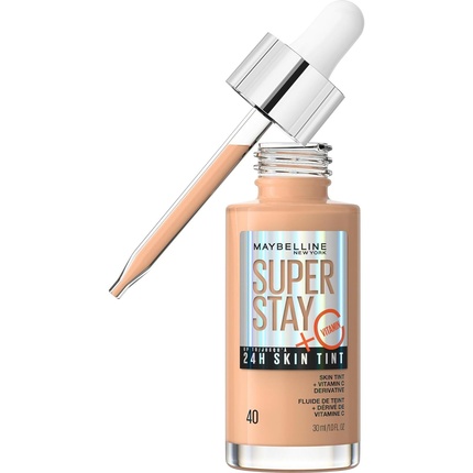 

Тинт-тональная основа Maybelline Super Stay Skin с витамином С, стойкая до 24 часов, веганская формула, оттенок 40, 30 мл Maybelline New York